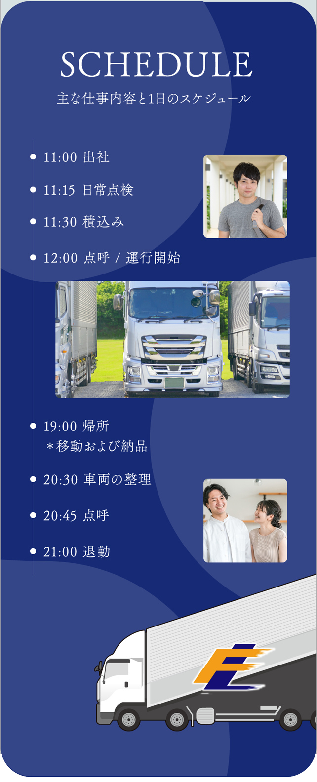 SCHEDULE 主な仕事内容と1日のスケジュール